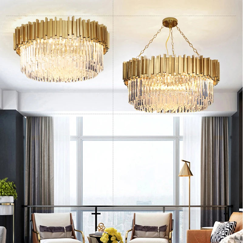 Nordic Modern Oval Round Crystal Ceiling Chandelier Restaurant Led Lights Luxury Bar Table Lamp Bedroom Living Room Fixtures