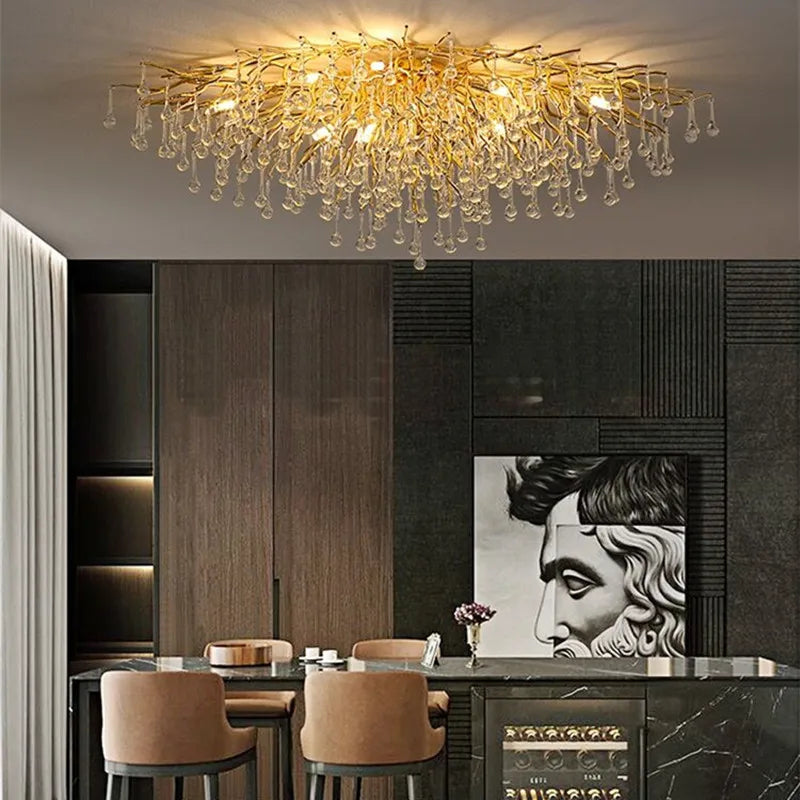Artpad Crystal Ceiling Chandelier Nordic Modern Gold Luxury Lighting Living Room Dining Room Ceiling Lamp Hotel LED Chandelier