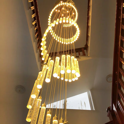 Crystal stair pendant lamp Luxury living room long LED crystal lamp Modern Interior designer home decoration golden loft lamp