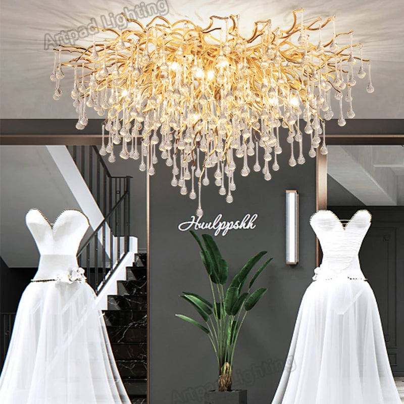 Artpad Crystal Ceiling Chandelier Nordic Modern Gold Luxury Lighting Living Room Dining Room Ceiling Lamp Hotel LED Chandelier