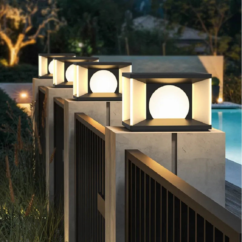 Luxury LED Solar Lawn Lamp Outdoor waterproof IP65 Stainless Steel lampshade Courtyard Villa Landscape 85~265V Street Lighting