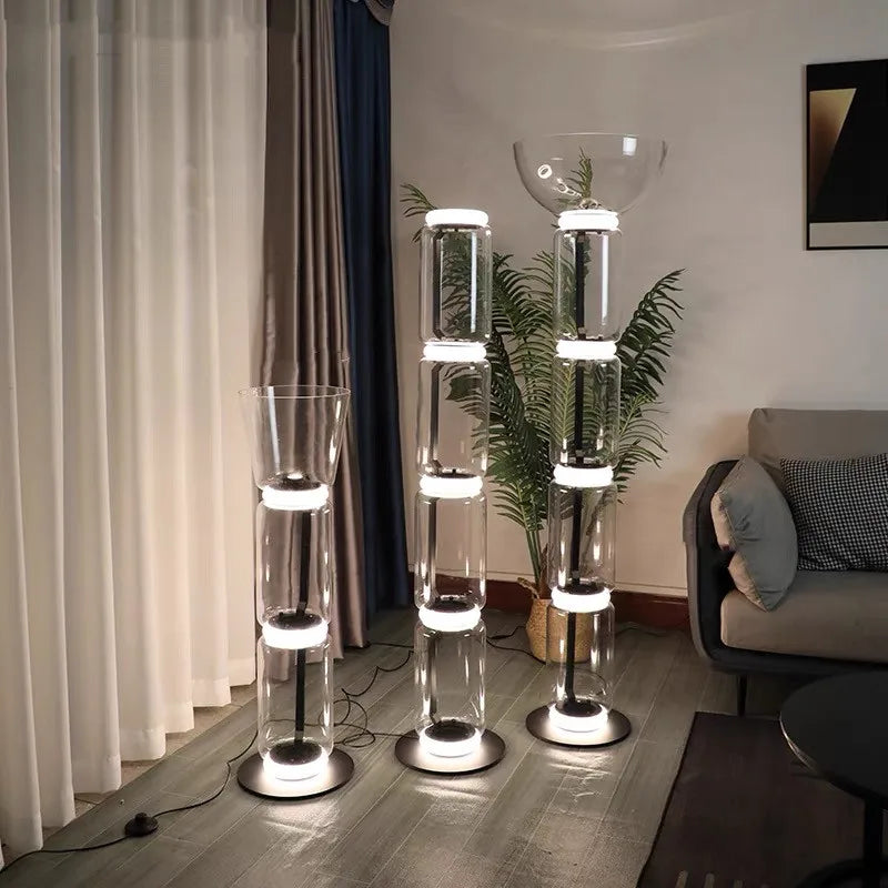 Italy Design Nordic Bright LED Floor Lights Indoor Living Room Bedroom Decor Stand Lighting Modern Heavy Glass  floor lamp