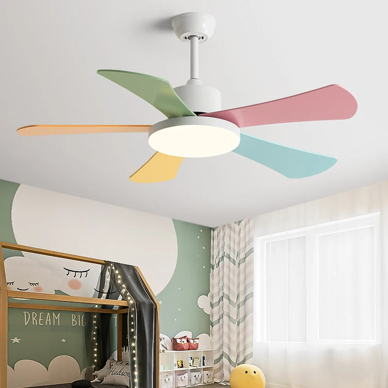 Children Room Ceiling Fan Light The bedroom Restaurant Fan Llights Modern Simplicity DC Electric Fan Indoor 110V 220V