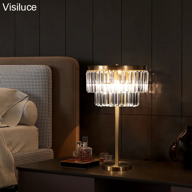 modern luxury bedside lamp decoration hotel living room contemporary crystal table lamp