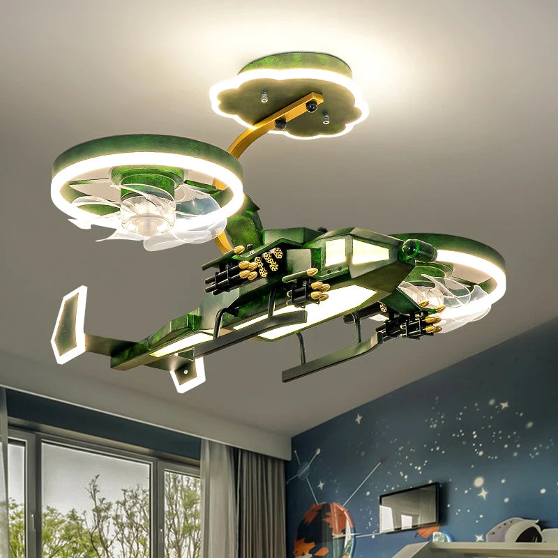 Kids plane Chandelier Ceiling fan without blades bedroom Ceiling fan lamp Ceiling fans with lights decorative led Ceiling lamps