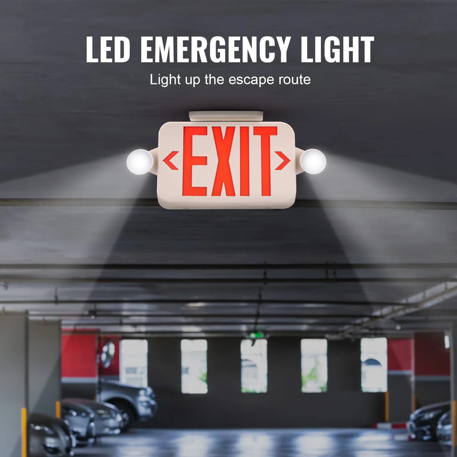 VEVOR 2/4/6 Pack Exit Sign with Emergency Lights Red Exit Sign Led Emergency Light Two LED Adjustable Head Emergency Exit Lights