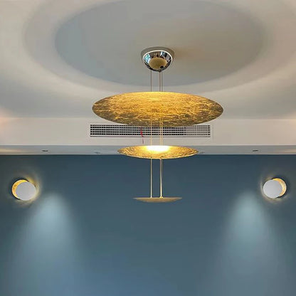 2023 New Design Pendant Light Gold Avize Modelleri Creative Disc Chandelier Hanglamp Led Lustres for Living Room Hotel Decor