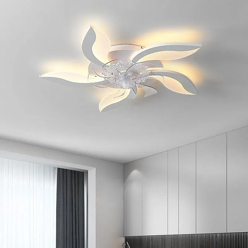 New Scandinavian Ceiling Fan Living Room LED Luster Invisible Light Bedroom Remote Control Reversible Blade Home Decor Fan Lamps