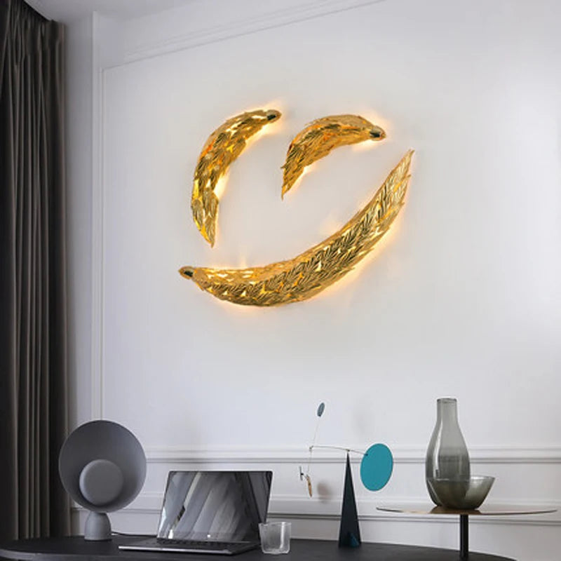 Fish-shaped postmodern light luxury wall lamp soft decoration living room sofa background wall lamp art bedroom bedside lamps