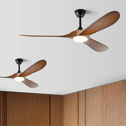 Modern 60/70 Inches Wooden Ceiling Fan With Led Light And Control For Bedroom Living Room Home Office Lounge Ceiling Fans