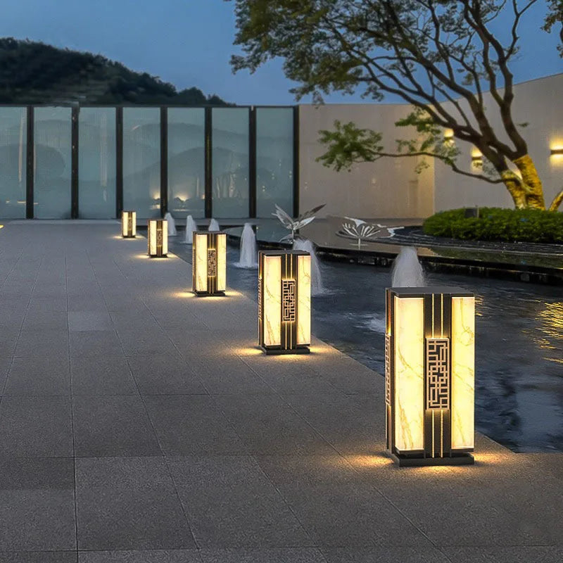 Outdoor Solar LED Lawn Light Waterproof IP65 Landscape Imitation Marble Street Lamp For Villa Courtyard Garden Decorative