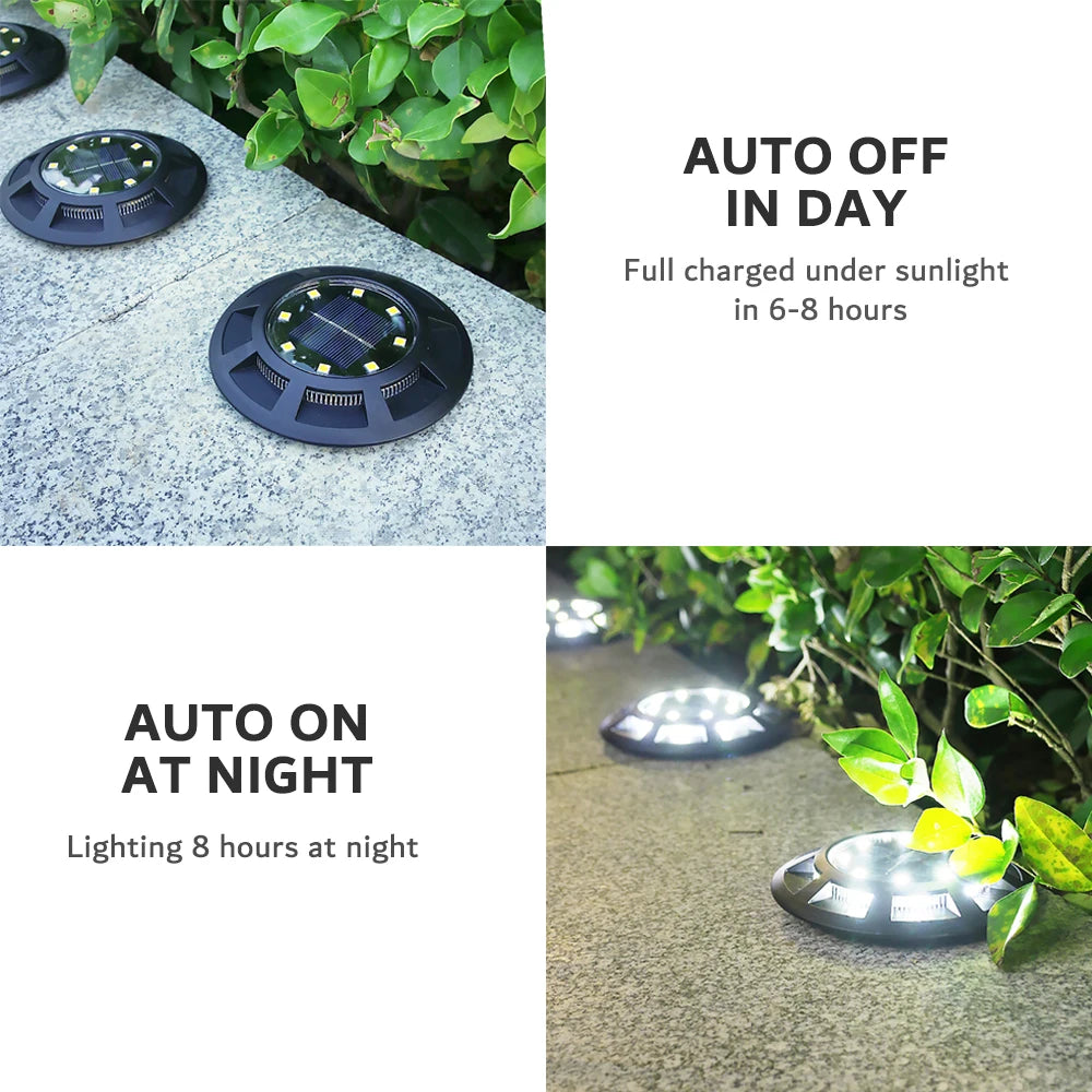 20PCS Solar Ground Lights 16LED Outdoor IP65 Waterproof 2V 100mA Charging for Yard Fence Path Patio Step garden Decoration