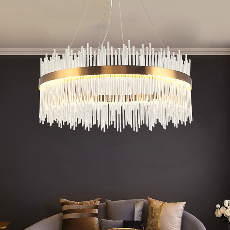 Modern Minimalist Crystal Round Oval Ceiling Chandelier