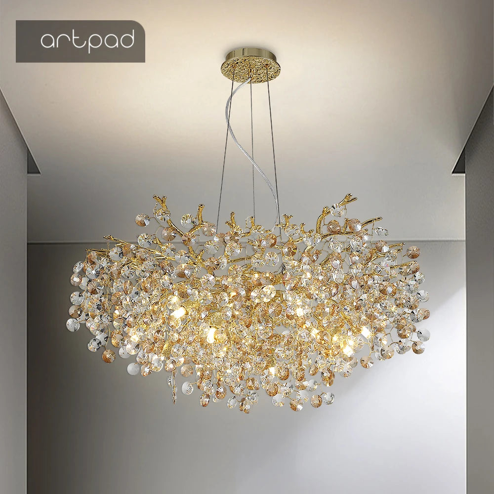 Artpad Modern Suspension Crystals Hanging Lamps for Ceiling Living room Chandelier Light Fixture Pendant Lamp Home Decoration