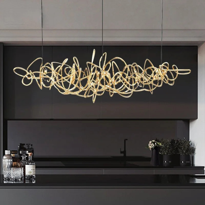 Post-modern Silver/Gold Pendant Lamp Restaurant Bar Modern Suspension Chandelier Stainless Steel Art Creative Lights Decoration