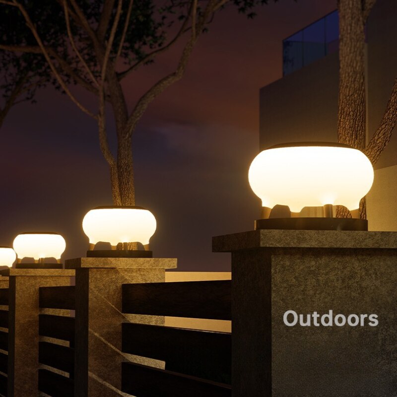 Wall Column Headlights Solar Courtyard Lights