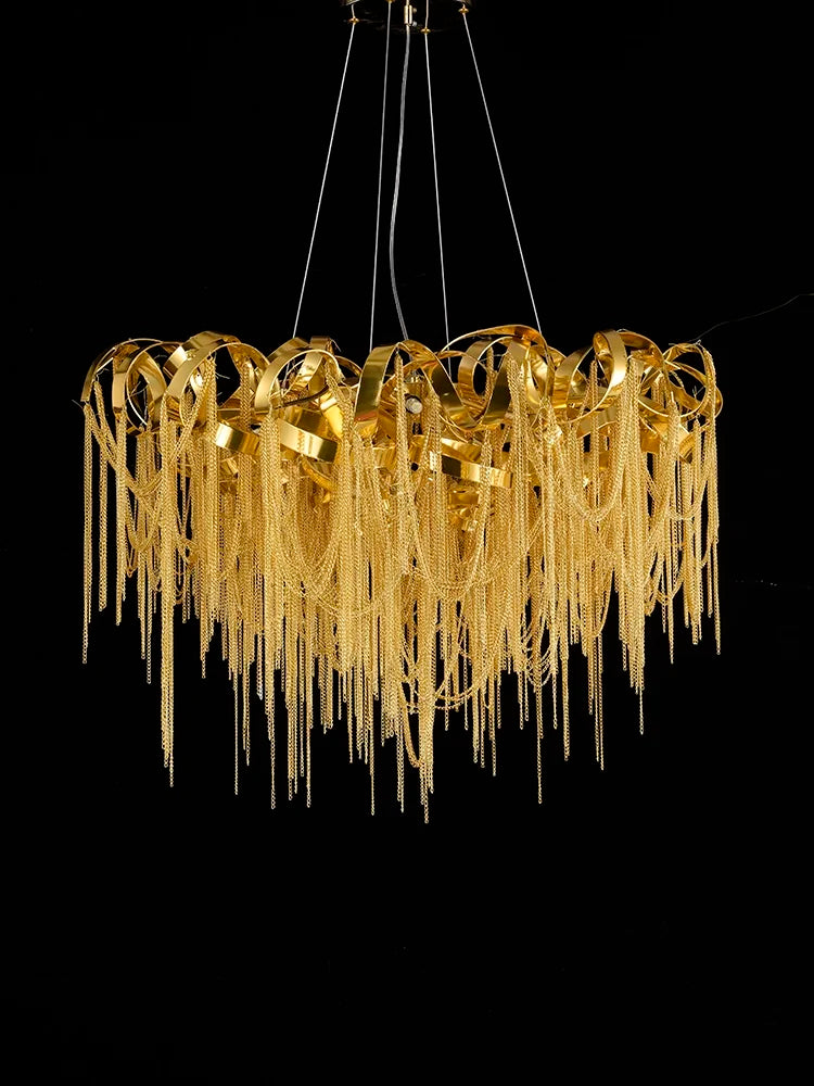 Led French Luxury Tassel Chandelier Creative Interior Lighting Golden Luster Lighting Living Room Bedroom Dining Room Chandelier