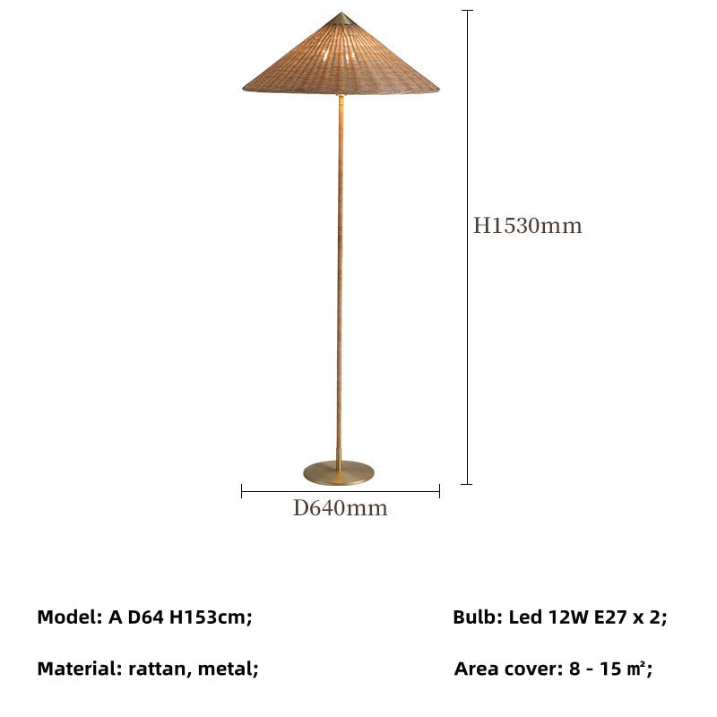 Rattan E27 Led Floor Lamp