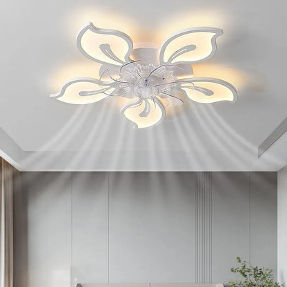 New Scandinavian Ceiling Fan Living Room LED Luster Invisible Light Bedroom Remote Control Reversible Blade Home Decor Fan Lamps