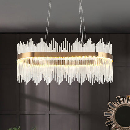 Modern Minimalist Crystal Round Oval Ceiling Chandelier