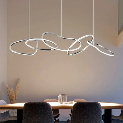 Chrome Led Pendant Light For Kitchen Island Dining Room Modern Minimalist Stainless Steel Pendant Lamp Led Dining Table Light