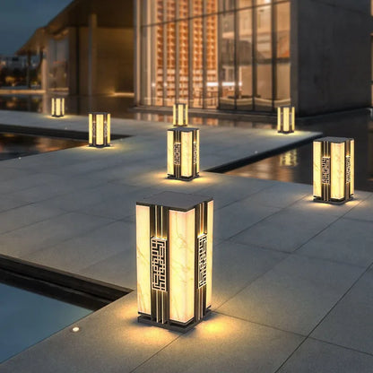 Outdoor Solar LED Lawn Light Waterproof IP65 Landscape Imitation Marble Street Lamp For Villa Courtyard Garden Decorative