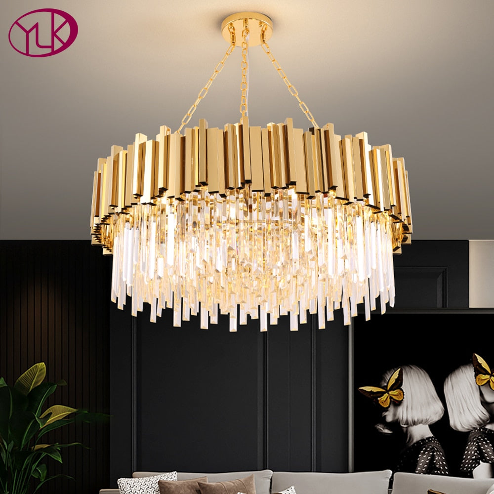 YOULAIKE modern crystal chandelier for living room luxury home decor crystal light fixture large gold dining room cristal lustre