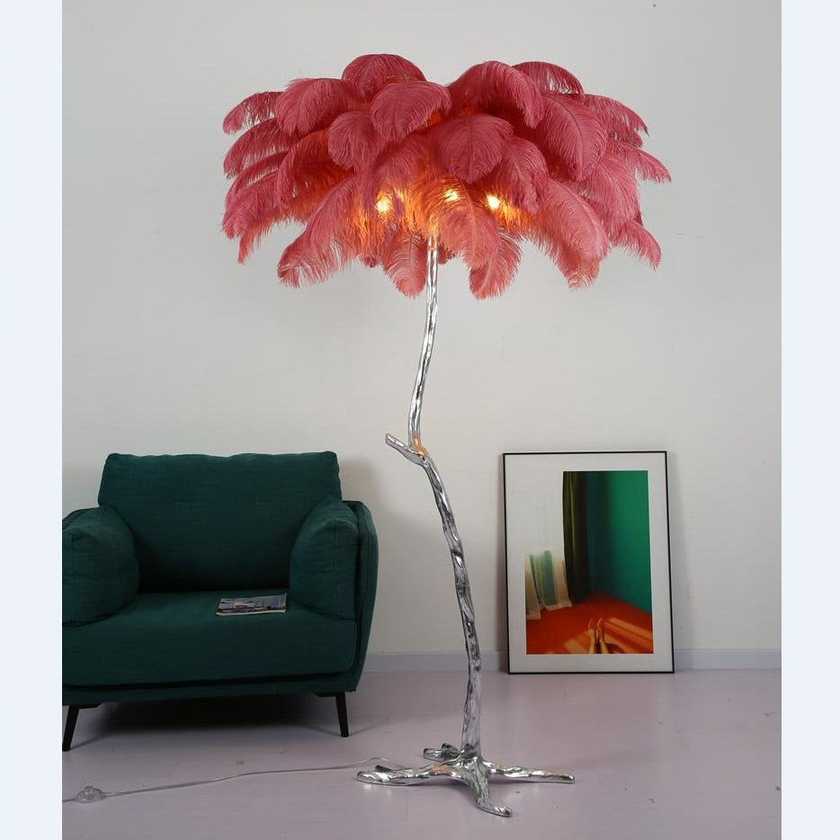 Gold/Silver Ostrich Feathers Floor Lamp