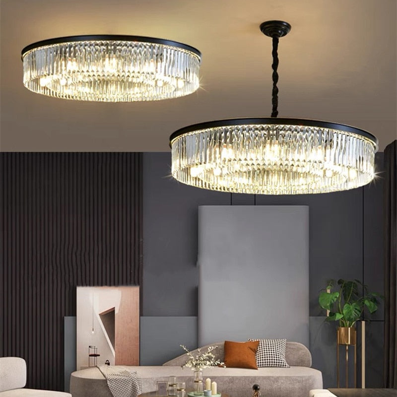 Led Smoky Grey Crystal Ceiling Light