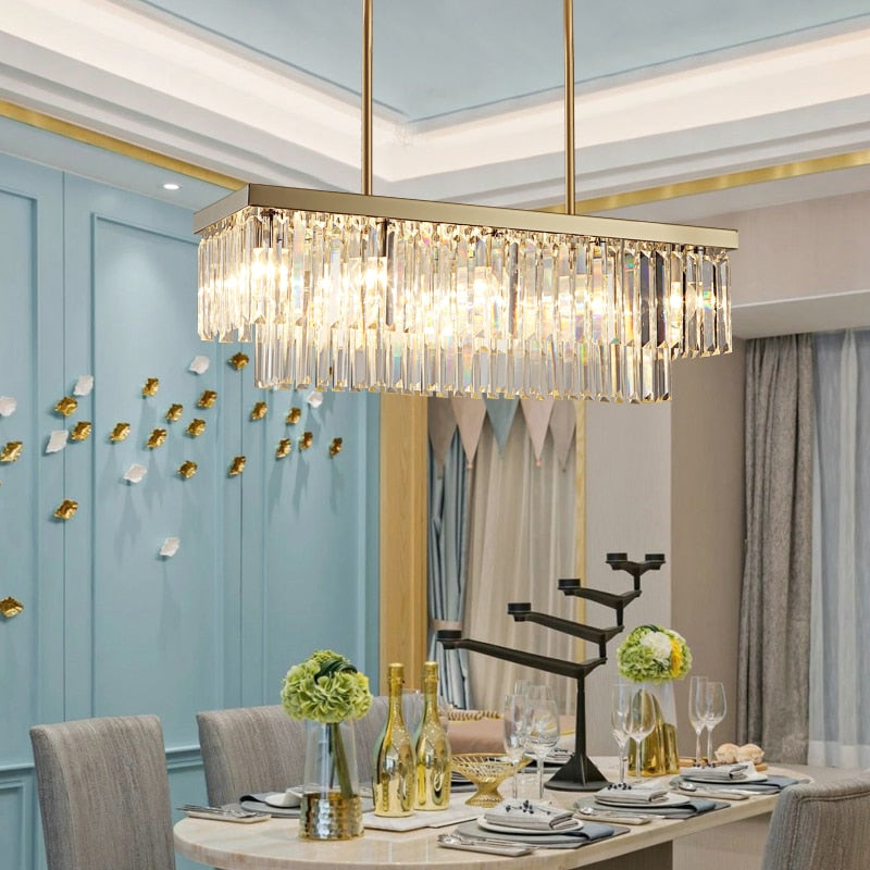 Rectangle Chrome Gold Chandelier for Dining Room