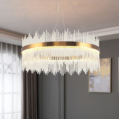 Modern Minimalist Crystal Round Oval Ceiling Chandelier