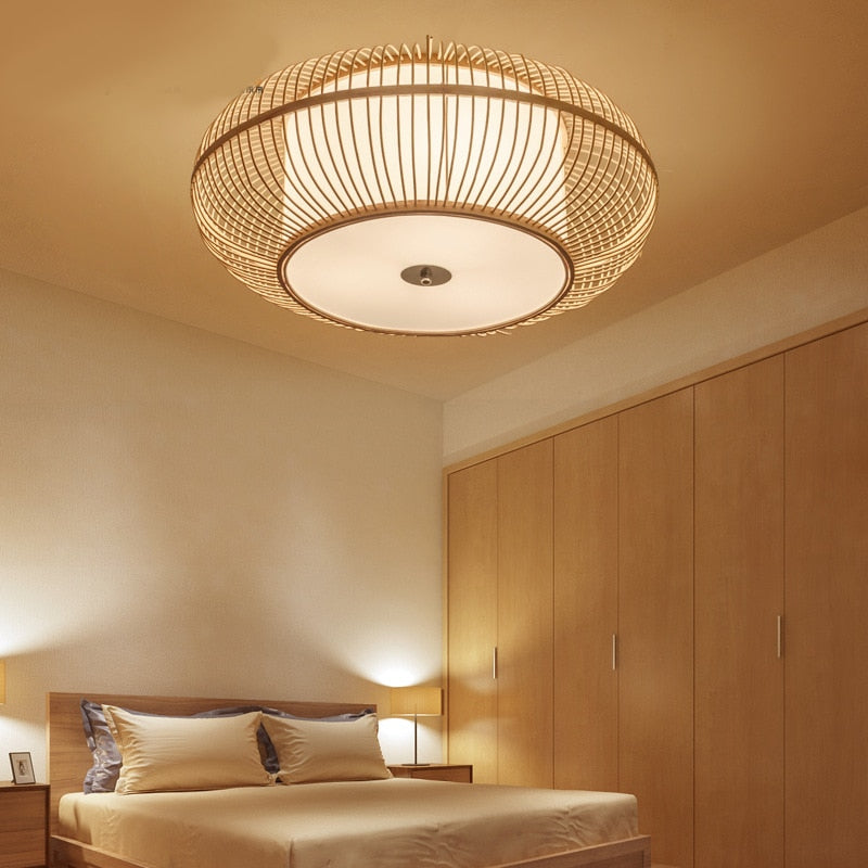 Bamboo Rattan Wood Ceiling Lamp