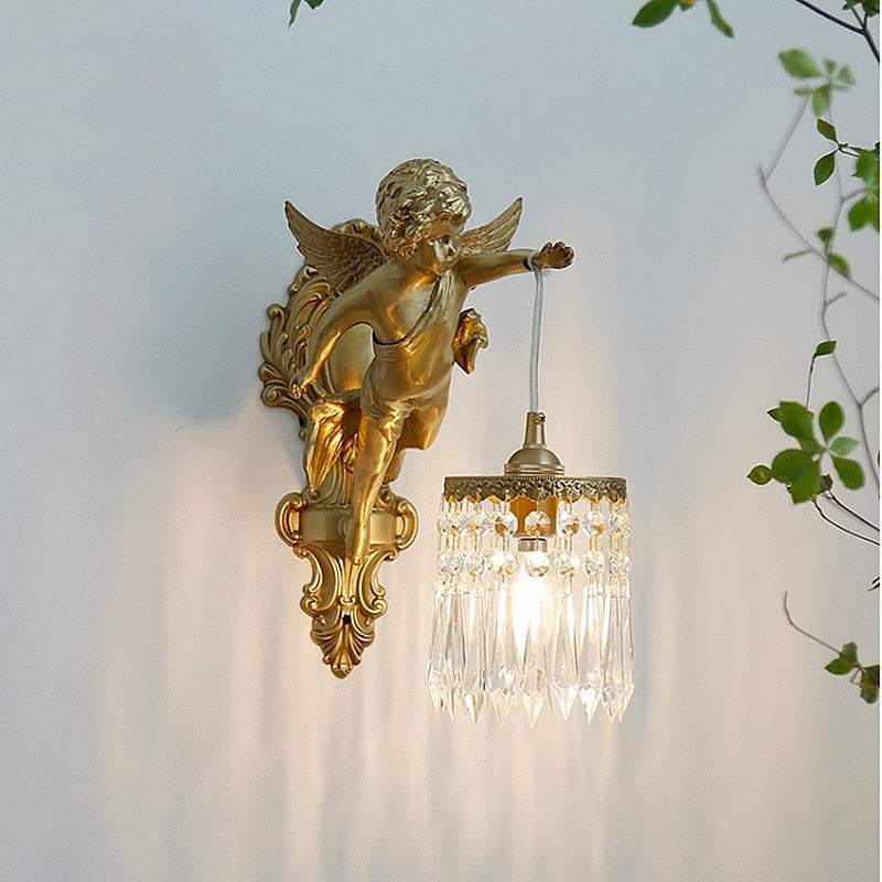 Angel Gold Crystal Wall Light