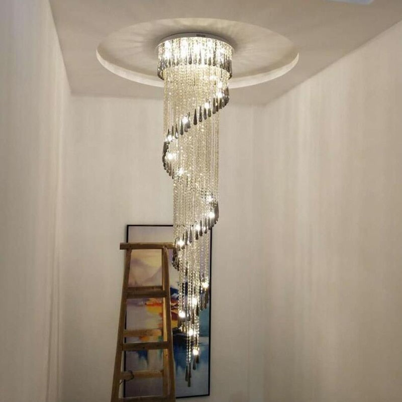 Duplex Building Stair Crystal Chandelier