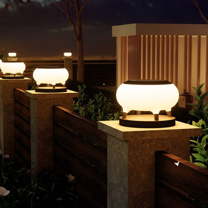 Wall Column Headlights Solar Courtyard Lights
